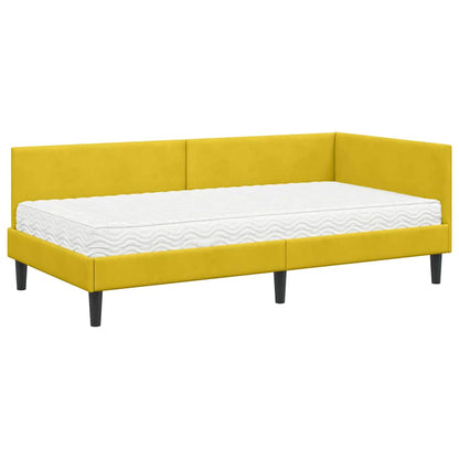 Hoekbedframe Met Matras Anders 2 Pcs Fluweel 90 x 200 cm Geel