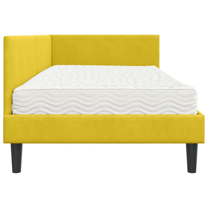 Hoekbedframe Met Matras Anders 2 Pcs Fluweel 90 x 200 cm Geel