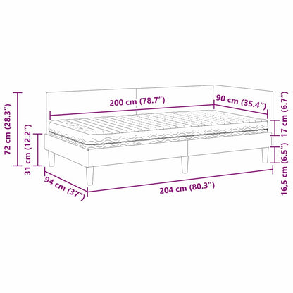 Hoekbedframe Met Matras Anders 2 Pcs Fluweel 90 x 200 cm Geel