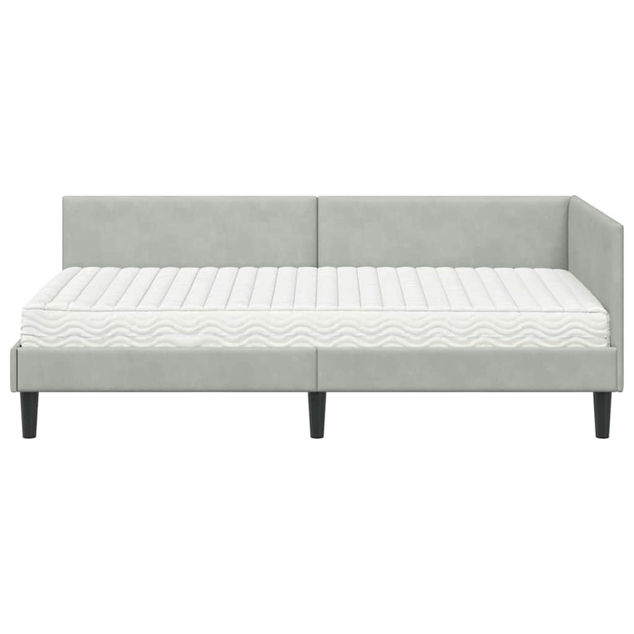 Hoekbedframe Met Matras Anders 2 Pcs Fluweel 100 x 200 cm Lichtgrijs
