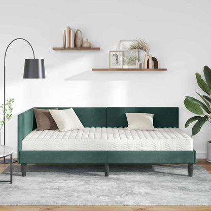 Hoekbedframe Met Matras Anders 2 Pcs Groen Fluweel 100 x 200 cm Donkergroen