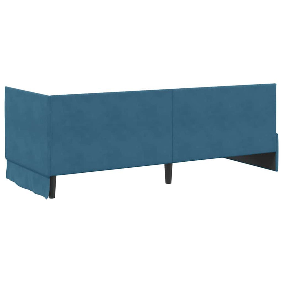 Hoekbedframe met Matras met hoofdeinde 2 pcs Blauw Fluweel
