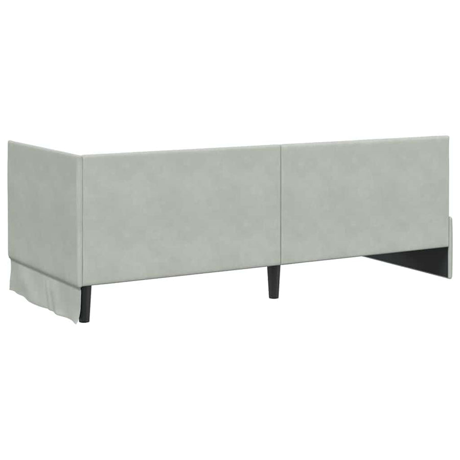 Hoekbedframe met Matras met hoofdeinde 2 pcs Lichtgrijs Fluweel