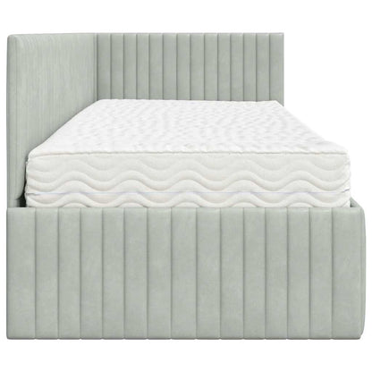 Hoekbedframe met Matras met hoofdeinde 2 pcs Lichtgrijs Fluweel
