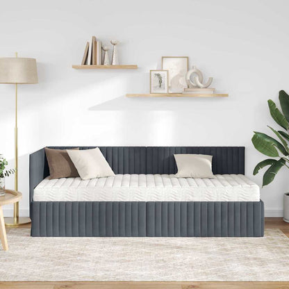 Hoekbedframe met Matras met hoofdeinde 2 pcs Grijs Fluweel