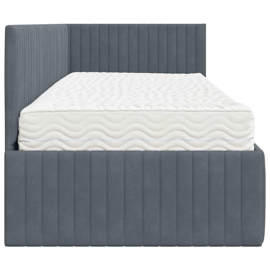 Hoekbedframe met Matras met hoofdeinde 2 pcs Grijs Fluweel