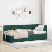 Hoekbedframe met matras groen fluweel 204x84x72 cm