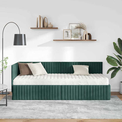 Hoekbedframe met Matras met hoofdeinde 2 pcs Groen Fluweel