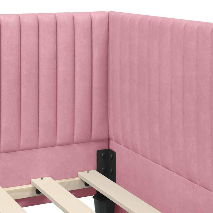 Hoekbedframe met Matras met hoofdeinde 2 pcs Grijs Fluweel