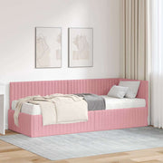 Hoekbedframe met matras 204x84x72 cm grijs fluweel