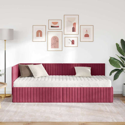 Hoekbedframe met Matras met hoofdeinde 2 pcs Groen Fluweel