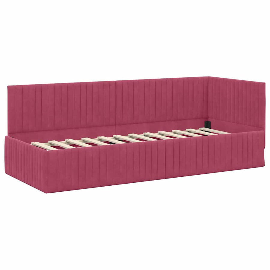 Hoekbedframe met Matras met hoofdeinde 2 pcs Groen Fluweel