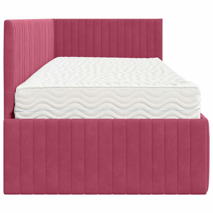 Hoekbedframe met Matras met hoofdeinde 2 pcs Groen Fluweel