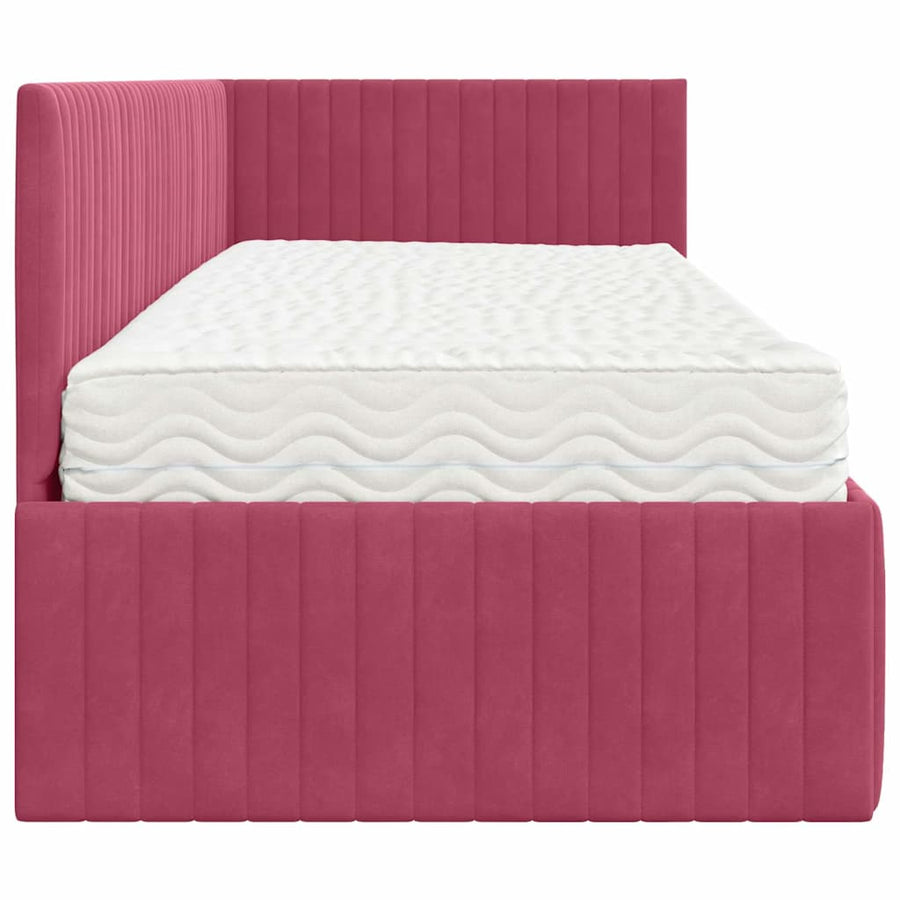 Hoekbedframe met Matras met hoofdeinde 2 pcs Groen Fluweel