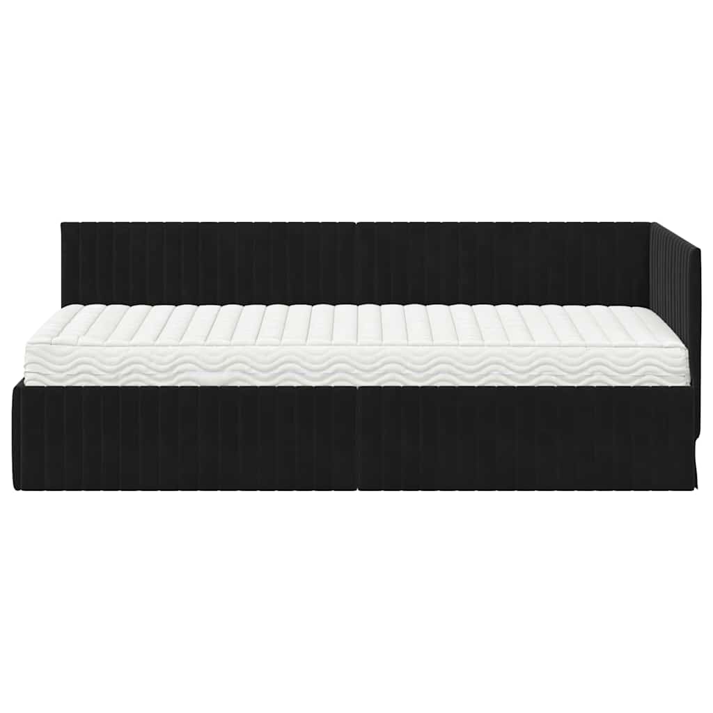Hoekbedframe met Matras met hoofdeinde 2 pcs Zwart Fluweel