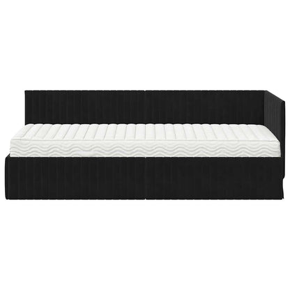 Hoekbedframe met Matras met hoofdeinde 2 pcs Zwart Fluweel