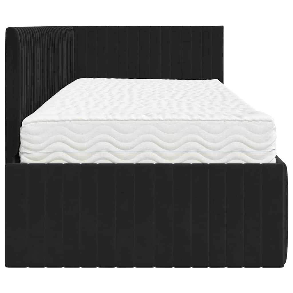 Hoekbedframe met Matras met hoofdeinde 2 pcs Zwart Fluweel