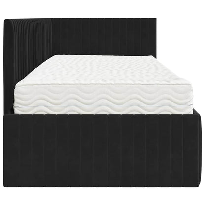 Hoekbedframe met Matras met hoofdeinde 2 pcs Zwart Fluweel