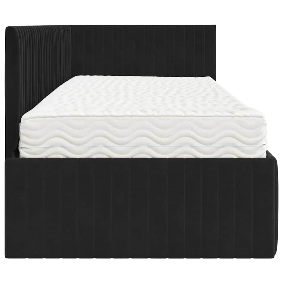 Hoekbedframe met Matras met hoofdeinde 2 pcs Zwart Fluweel
