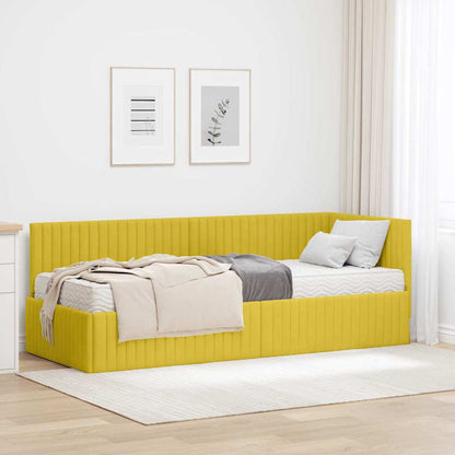 Hoekbedframe met Matras met hoofdeinde 2 pcs Geel Fluweel