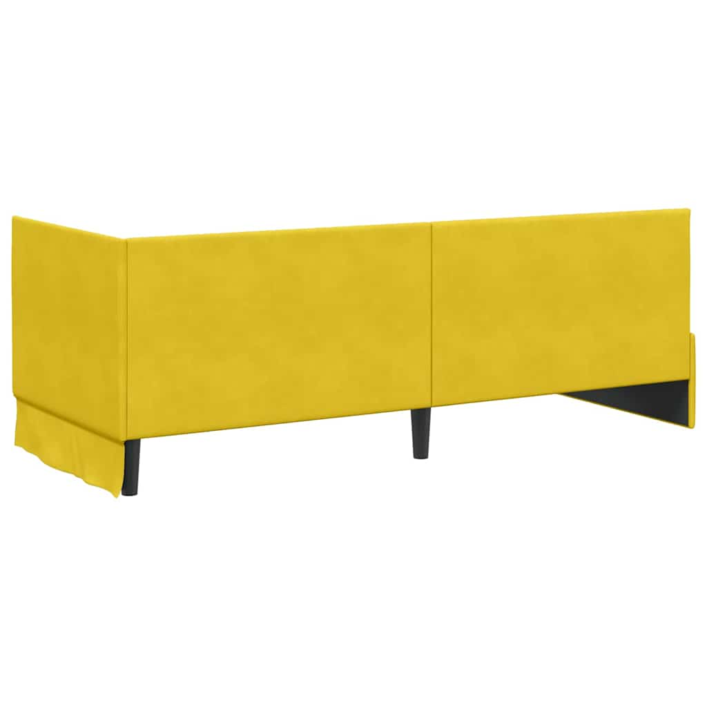 Hoekbedframe met Matras met hoofdeinde 2 pcs Geel Fluweel