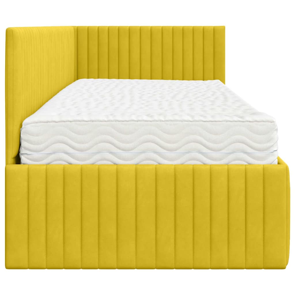 Hoekbedframe met Matras met hoofdeinde 2 pcs Geel Fluweel
