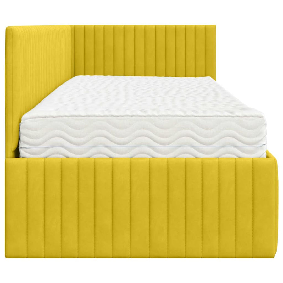 Hoekbedframe met Matras met hoofdeinde 2 pcs Geel Fluweel