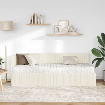 Hoekbedframe met Matras met hoofdeinde 2 st Crème Fluweel
