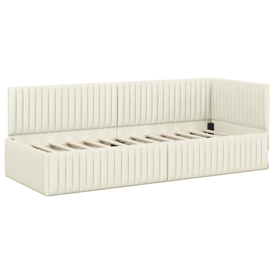 Hoekbedframe met Matras met hoofdeinde 2 st Crème Fluweel