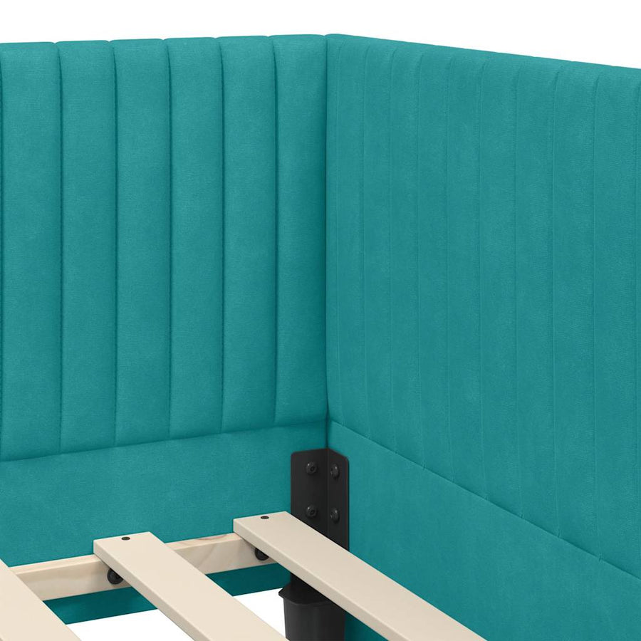 Hoekbedframe met Matras met hoofdeinde 2 pcs Turquoise Fluweel