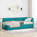 Hoekbedframe met matras 204x84x72 cm turquoise fluweel