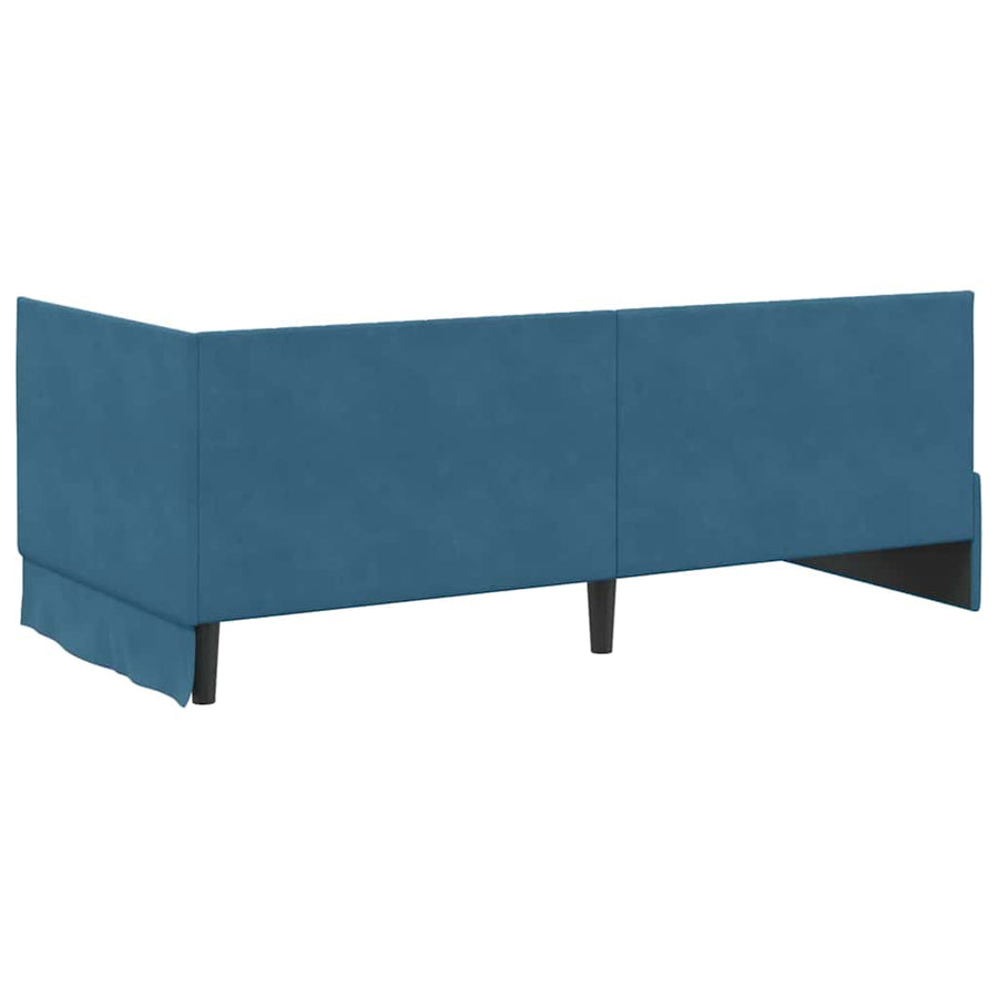 Hoekbedframe met Matras met hoofdeinde 2 pcs Blauw Fluweel