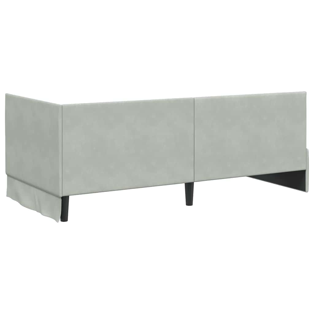 Hoekbedframe met Matras met hoofdeinde 2 pcs Lichtgrijs Fluweel