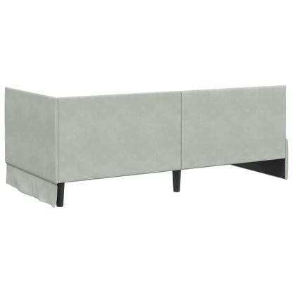 Hoekbedframe met Matras met hoofdeinde 2 pcs Lichtgrijs Fluweel