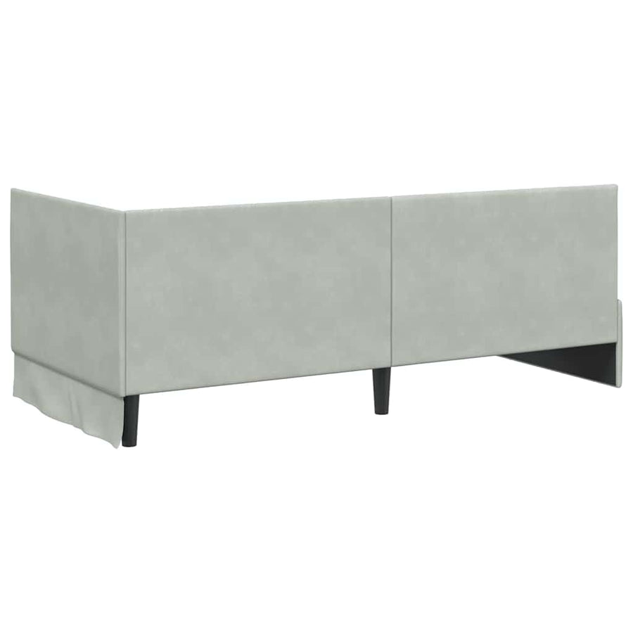 Hoekbedframe met Matras met hoofdeinde 2 pcs Lichtgrijs Fluweel
