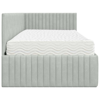 Hoekbedframe met Matras met hoofdeinde 2 pcs Lichtgrijs Fluweel