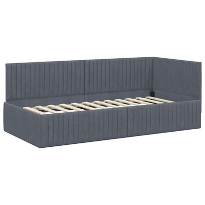 Hoekbedframe met Matras met hoofdeinde 2 pcs Grijs Fluweel