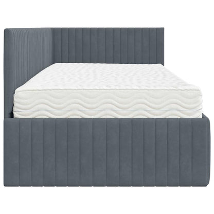 Hoekbedframe met Matras met hoofdeinde 2 pcs Grijs Fluweel
