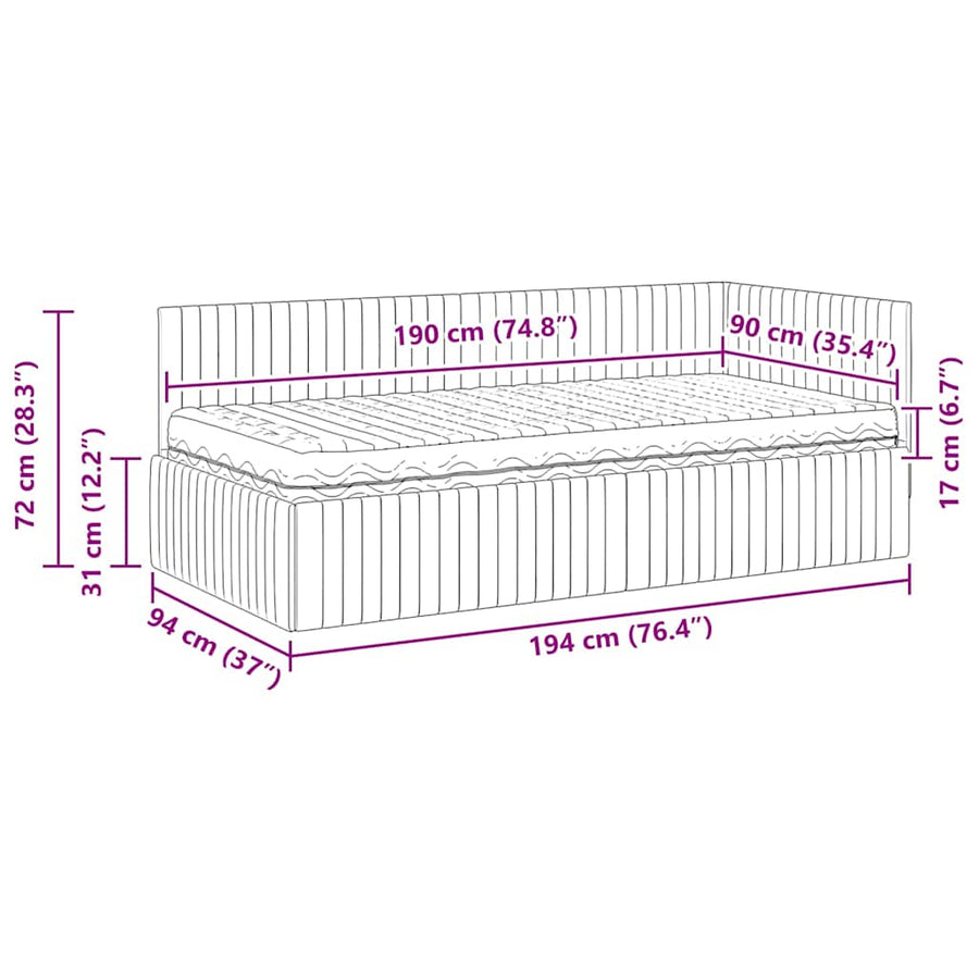 Hoekbedframe met Matras met hoofdeinde 2 pcs Groen Fluweel