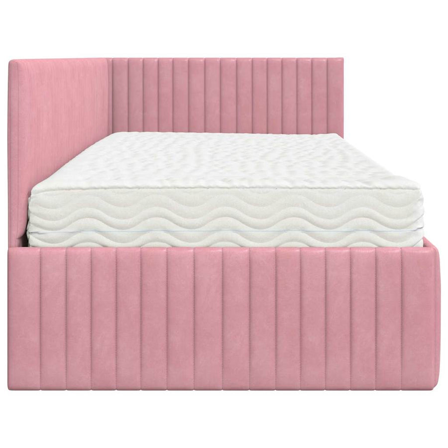 Hoekbedframe met Matras met hoofdeinde 2 pcs Grijs Fluweel