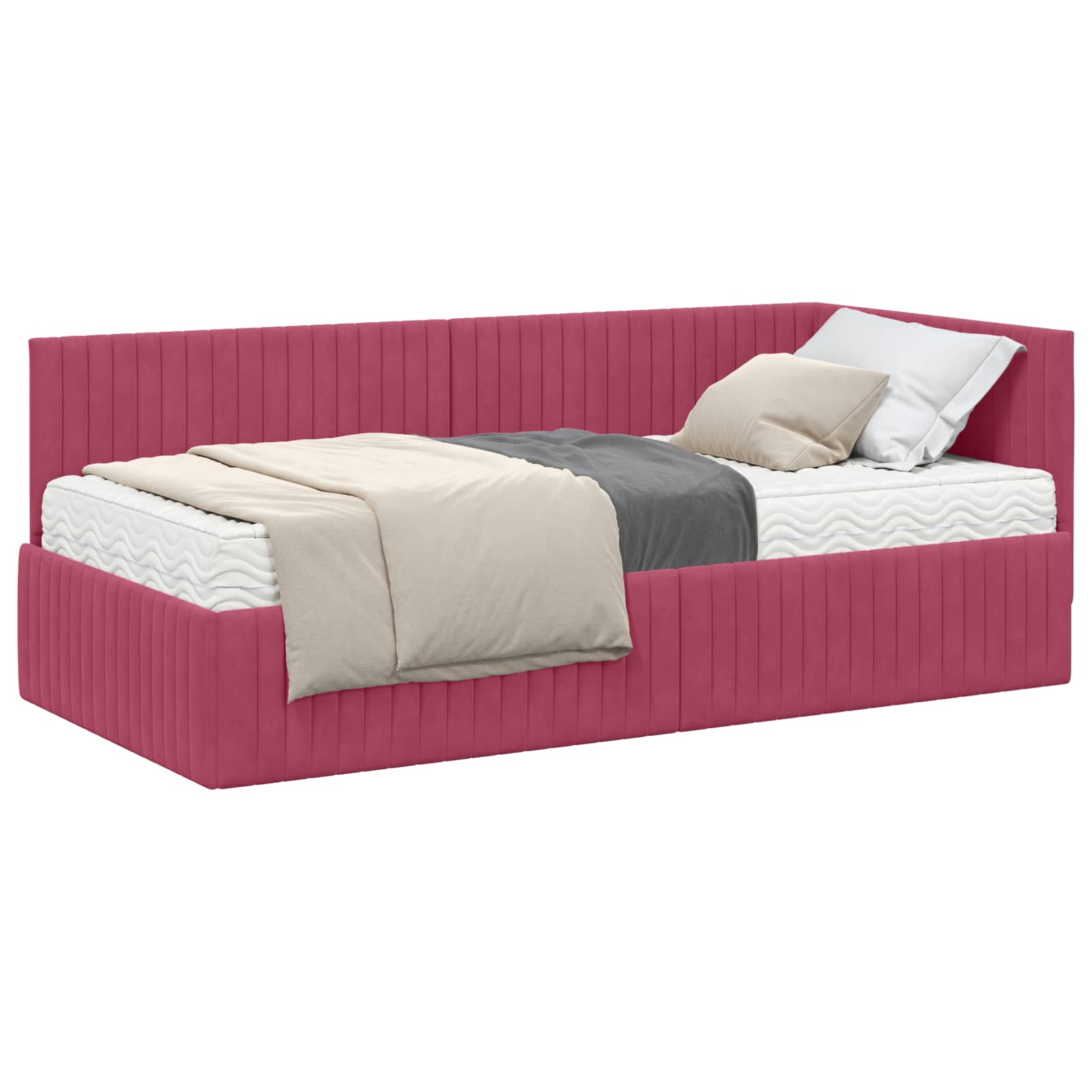 Hoekbedframe met Matras met hoofdeinde 2 pcs Groen Fluweel