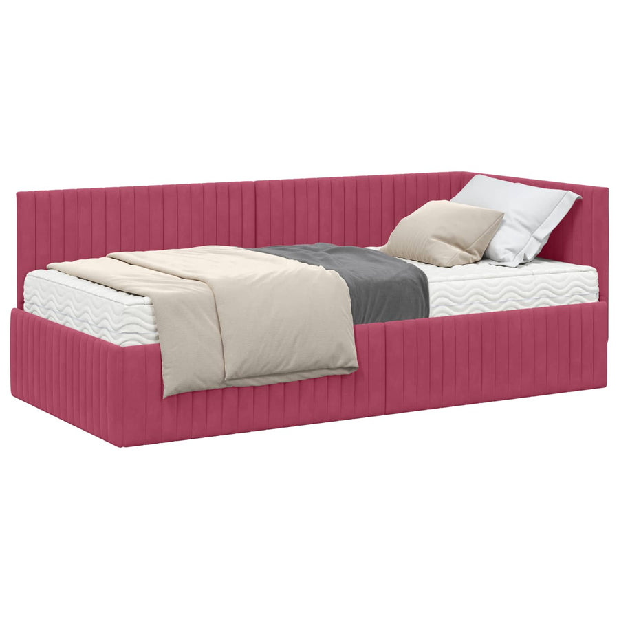 Hoekbedframe met Matras met hoofdeinde 2 pcs Groen Fluweel
