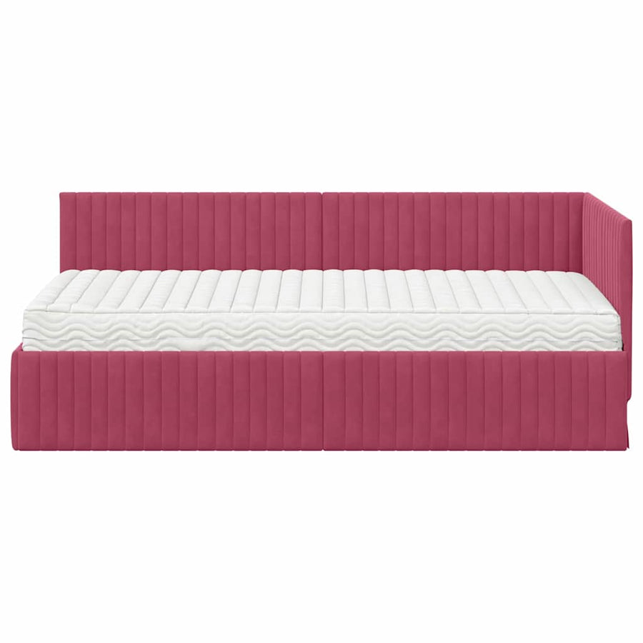 Hoekbedframe met Matras met hoofdeinde 2 pcs Groen Fluweel