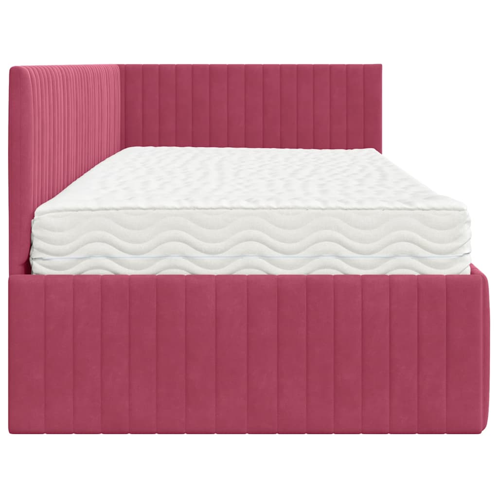 Hoekbedframe met Matras met hoofdeinde 2 pcs Groen Fluweel