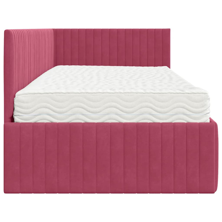 Hoekbedframe met Matras met hoofdeinde 2 pcs Groen Fluweel