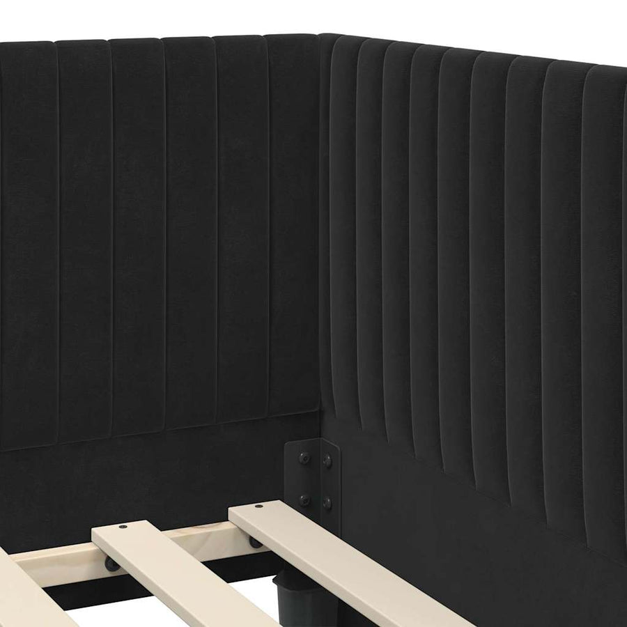 Hoekbedframe met Matras met hoofdeinde 2 pcs Zwart Fluweel