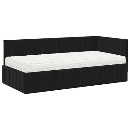 Hoekbedframe met Matras met hoofdeinde 2 pcs Zwart Fluweel