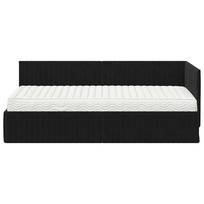 Hoekbedframe met Matras met hoofdeinde 2 pcs Zwart Fluweel