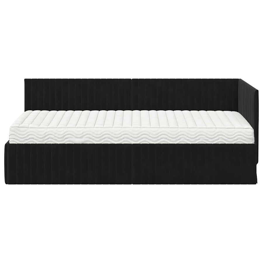 Hoekbedframe met Matras met hoofdeinde 2 pcs Zwart Fluweel