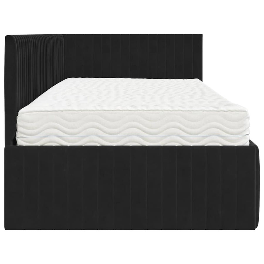 Hoekbedframe met Matras met hoofdeinde 2 pcs Zwart Fluweel